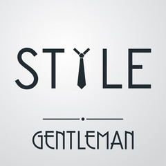 Logotipo con texto GENTLEMAN con texto STYLE con corbata en fondo gris