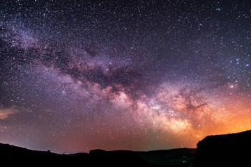 Milky way galaxy, beautiful starry night.