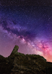 Armenin old fortress and milky way galaxy.