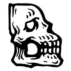 Vector alphabet and letter B. Skull white letter in hipster style. Ideal for use as headline or sub-head text in you design: logo, t-shirt, poster, label, book cover. .