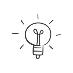 Light bulb doodle, hand drawn idea icon