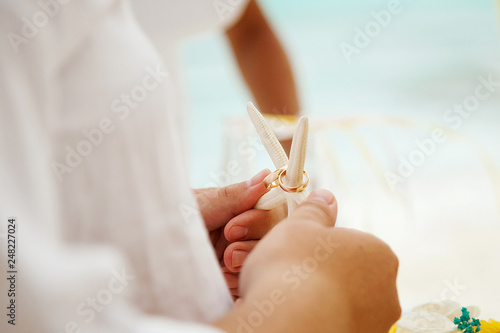 Beach Wedding Rings Wedding Decorations Ceremony Stock Photo And