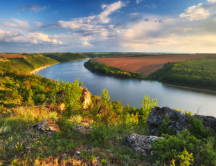 spring morning Dawn in the national park 