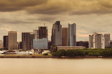 Fototapeta premium BUENOS AIRES, ARGENTINA - JAN 19: View of the waterfront of Puerto Madero, Buenos Aires.