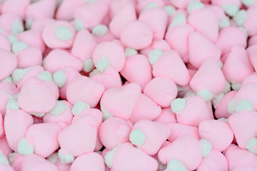 gummy pink candy, pastel background