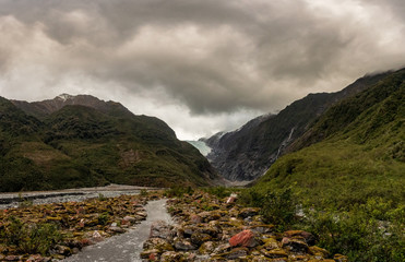 road in the mountains to a glacier