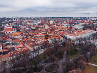 Obraz premium Vilnius, Lithuania, view of the old city, aerial drone panorama