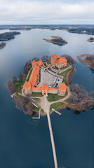 Obraz premium Trakai castle aerial wide view, Lithuania