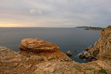 The coast in the bassa cove of San Antonio, Ibiza