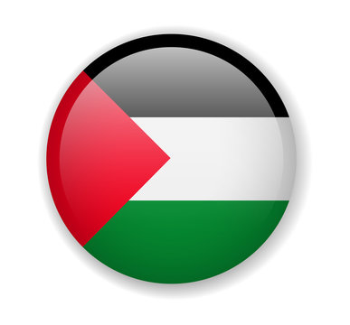 Palestine flag round bright icon on a white background