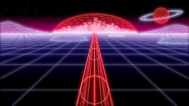 space city tunnel synthwave Background 3d render