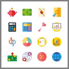 16 finance icon. Vector illustration finance set. percentage and key icons for finance works
