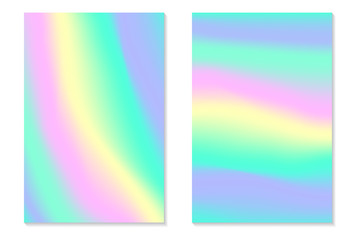 Fototapeta premium Gradient Hologram Backs Set of holographic posters