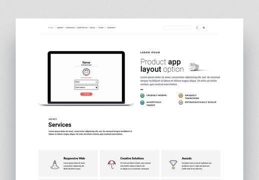 Website Layout with Icons