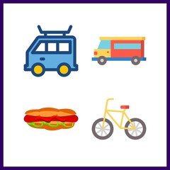 4 fast icon. Vector illustration fast set. bicycle and van icons for fast works