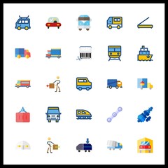25 logistic icon. Vector illustration logistic set. train and distribution icons for logistic works