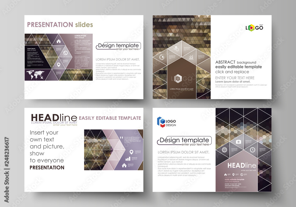 Poster set of business templates for presentation slides. easy editable vector layouts in flat design. abst