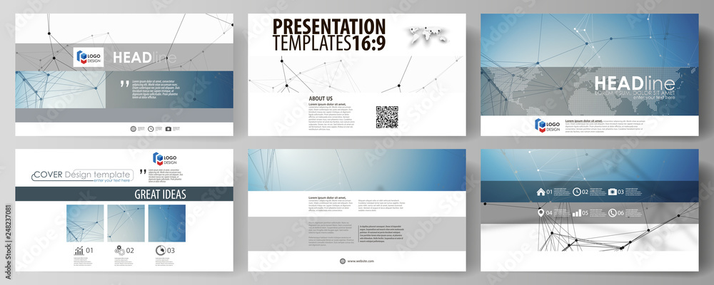Poster business templates in hd format for presentation slides. abstract vector layouts in flat design. geo