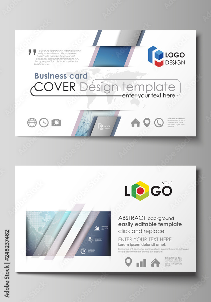 Poster the minimalistic abstract vector illustration of the editable layout of two creative business cards 