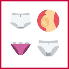 4 bed icon. Vector illustration bed set. pregnancy and panties icons for bed works