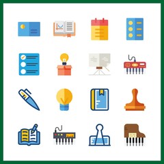 16 note icon. Vector illustration note set. list and business card icons for note works