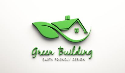 Green Real Estate Building. 3D render Illustration