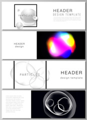 The vector layout of headers, banner design templates. SPA and healthcare design, sci-fi technology background. Abstract futuristic or medical consept backgrounds to choose from.