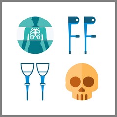 4 bone icon. Vector illustration bone set. skull and crutch icons for bone works