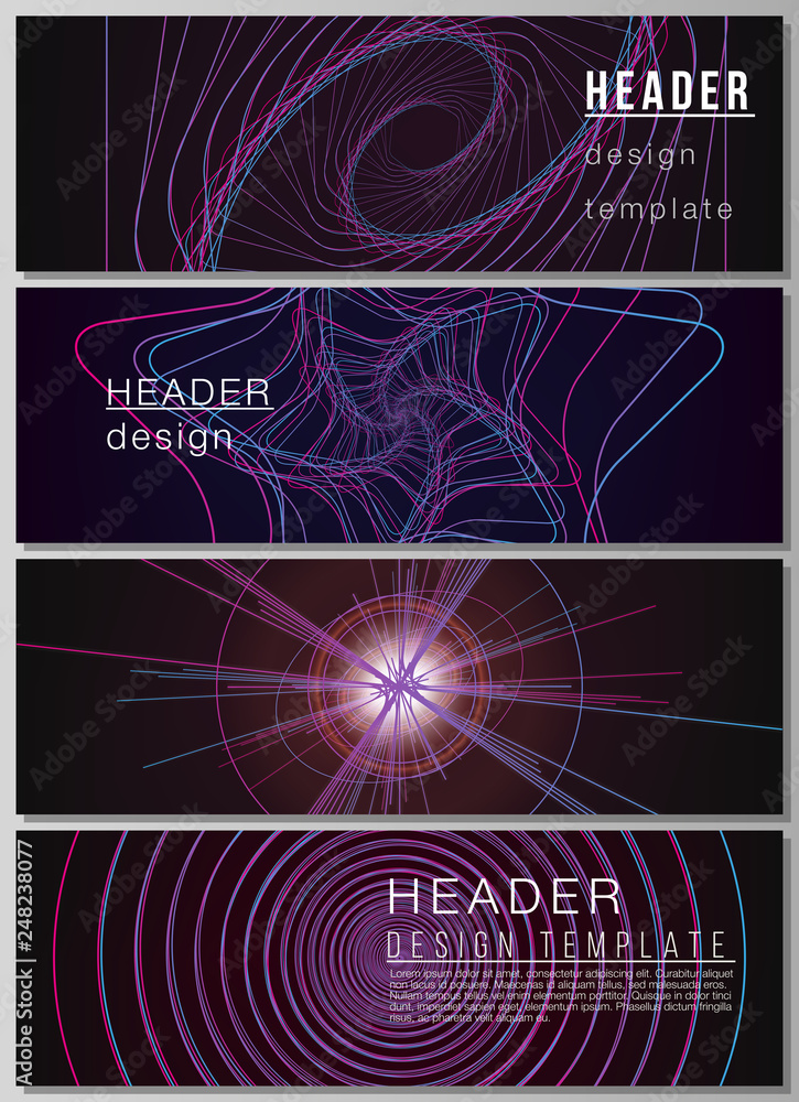 Poster the minimalistic vector illustration of the editable layout of headers, banner design templates. ran