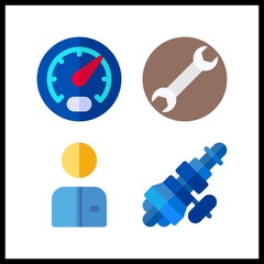 4 industrial icon. Vector illustration industrial set. distribution and worker icons for industrial works