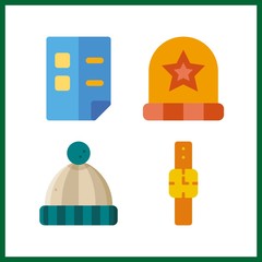 4 personal icon. Vector illustration personal set. list and winter hat icons for personal works