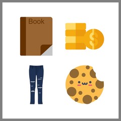 4 stack icon. Vector illustration stack set. blue jeans and book icons for stack works
