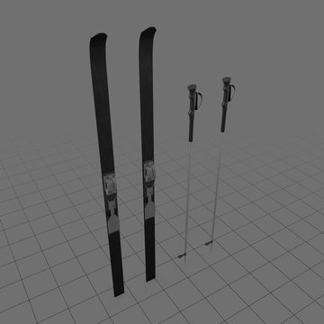 Nordic skis with poles