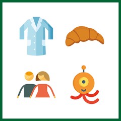 4 grey icon. Vector illustration grey set. clothing and men icons for grey works