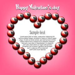 Happy Valentines Day. Heart from billiard balls