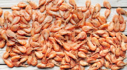 Shrimps background texture. A lot of sea shrimp or pattern of krill. Seafood like shrimp or krill on the street food festival.