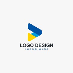 Triangle technology logo design vector. Future colorful logo design. Tech computer icon design. Blue logo.