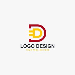 Electric energy and letter D logo design vector