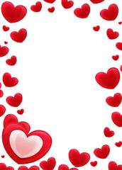 Cartoon frame with hearts on white background valentines - illustration for children