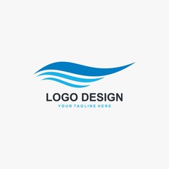 Fototapeta na wymiar Wave illustration logo design. Wind icon. Water blue sea vector.