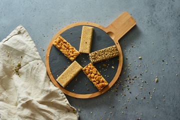 Seeds snack on concrete background