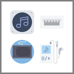 4 portable icon. Vector illustration portable set. music player and usb icons for portable works