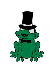 frosch reich sir herr gentlemen zylinder hut monokel brille schnurrbart mann sizend süß niedlich lustig comic cartoon clipart froschkönig kröte