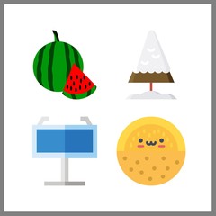 4 seed icon. Vector illustration seed set. maps and flags and watermelon icons for seed works
