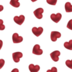 red blur hearts seamless pattern for valentines day, 14th February, romantic love day Celebration paper cut design vector illustration