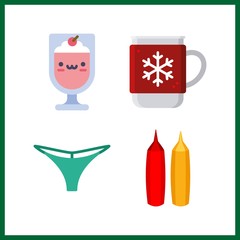 Obraz premium 4 taste icon. Vector illustration taste set. milkshake and hot drink icons for taste works