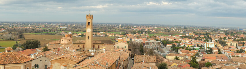 Fototapeta na wymiar View of Santarcangelo di Romagna from medieval fortress walls