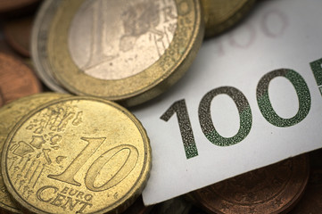European money, closeup