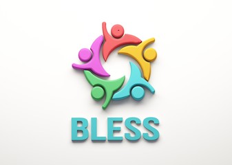 Bless People Group. 3D Render Illustration