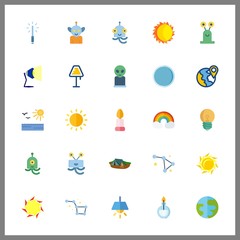 25 glow icon. Vector illustration glow set. lightsaber and crucible icons for glow works